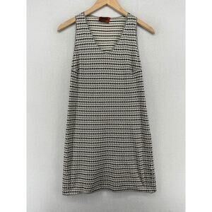 MISSONI Tunic 42 Cotton Knit Stripe V-Neck Mini Sleeveless Textured Gray